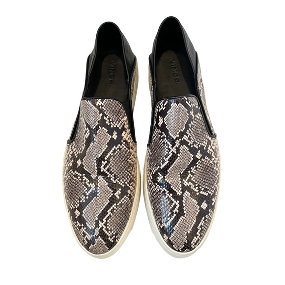 VINCE Garvey Snake Print Leather Slip On Sneakers - Size 9.5 M - Picture 2 of 7